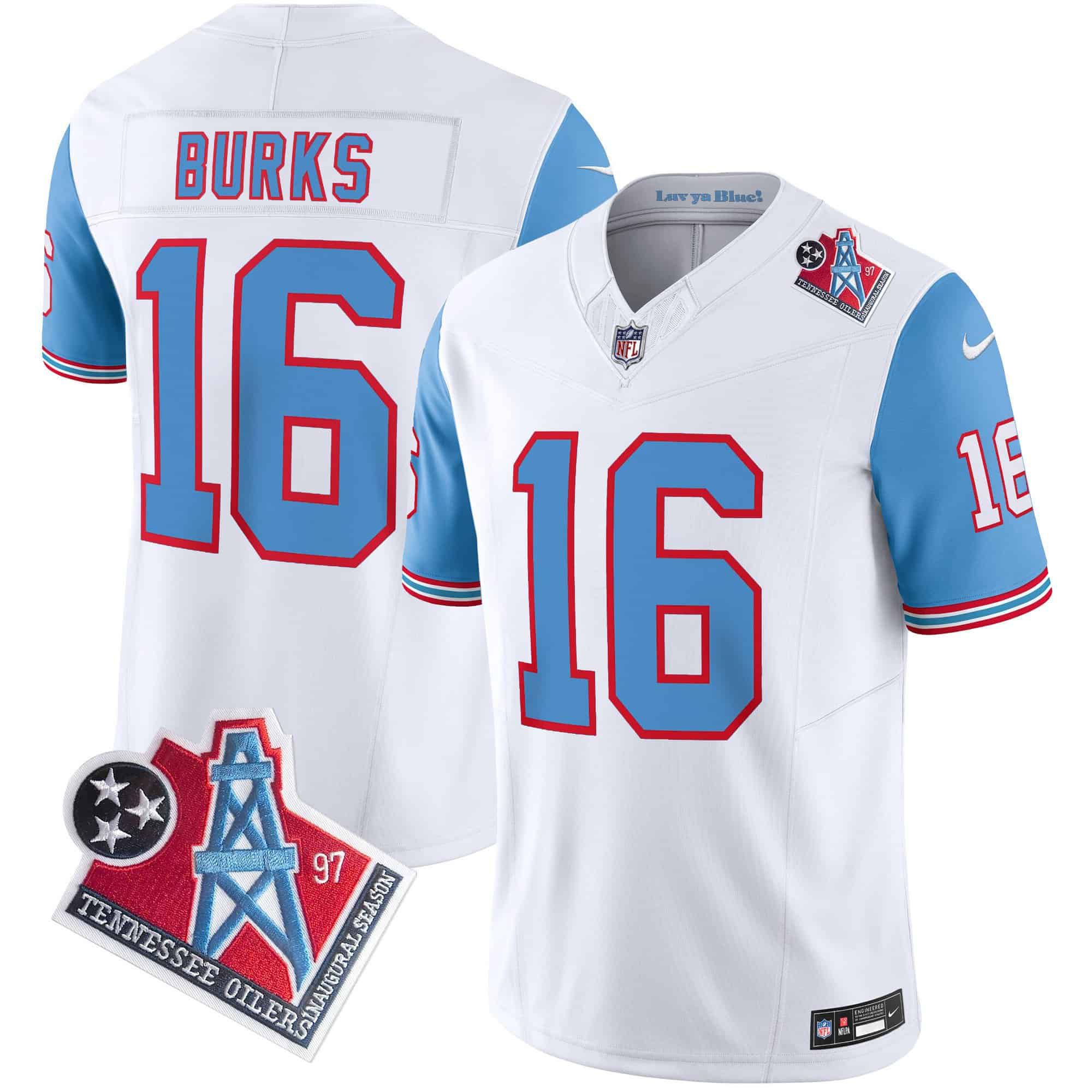 Men Tennessee Titans 16 Burks White 1997 Throwback 2024 Nike Limited Vapor NFL Jersey style 1